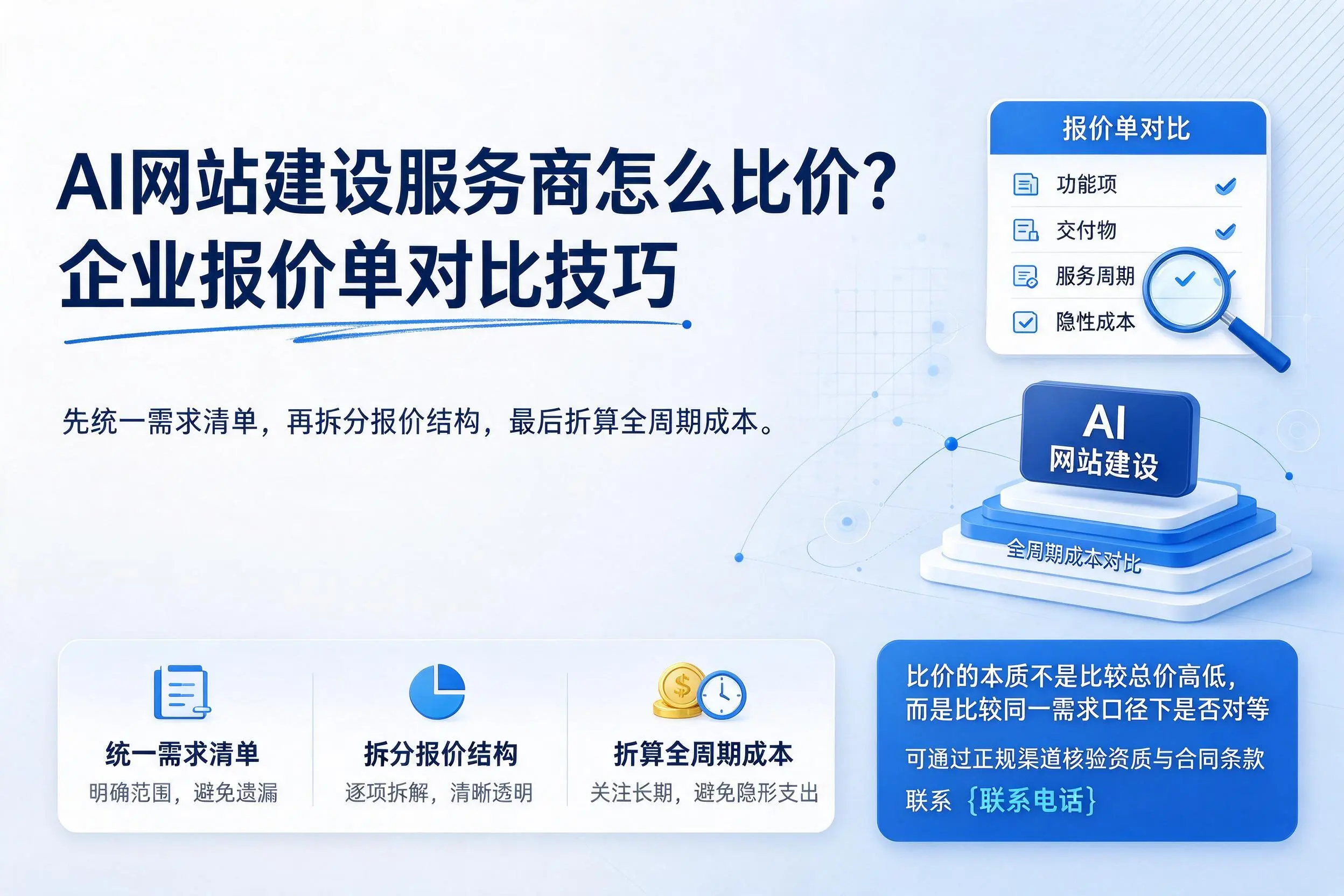 AI网站建设服务商怎么比价？果洛企业报价单对比技巧