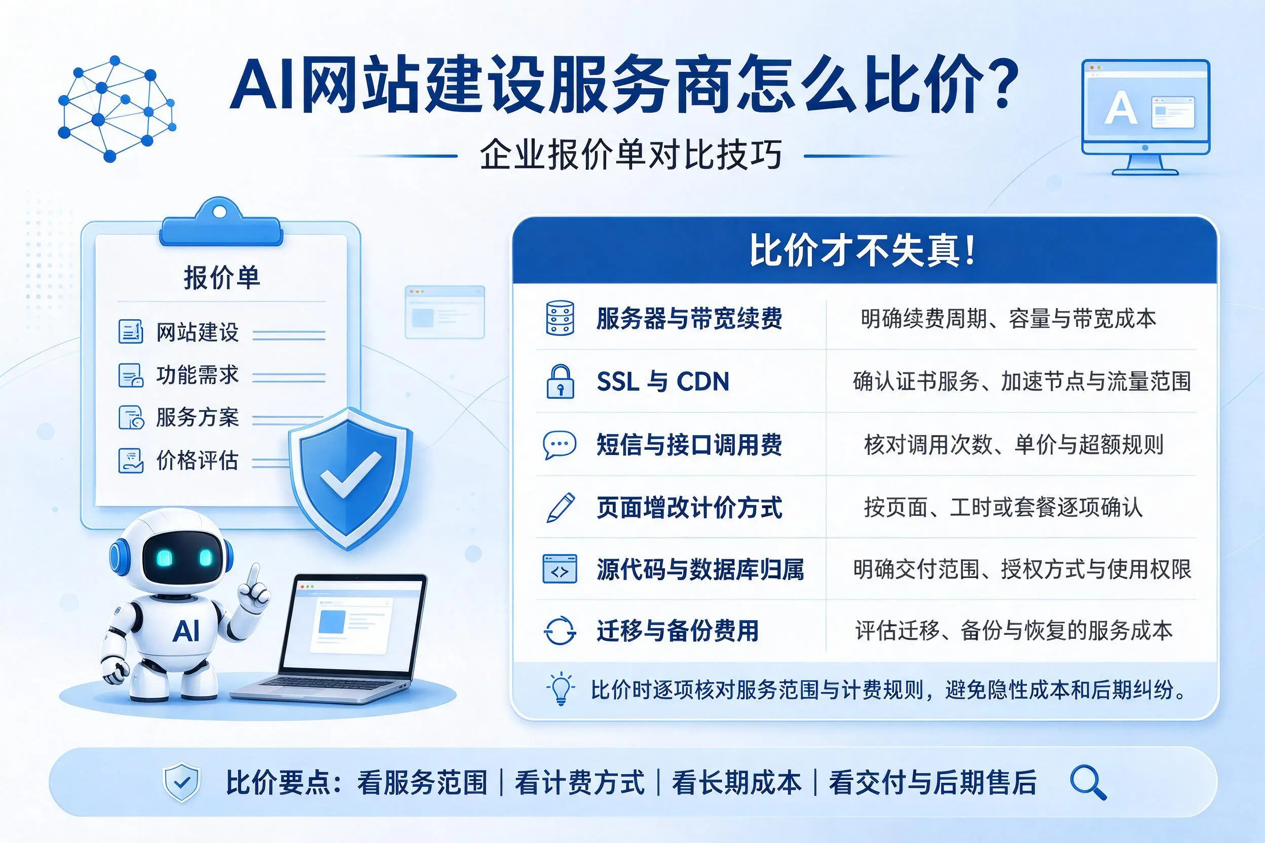 AI网站建设服务商怎么比价？果洛企业报价单对比技巧