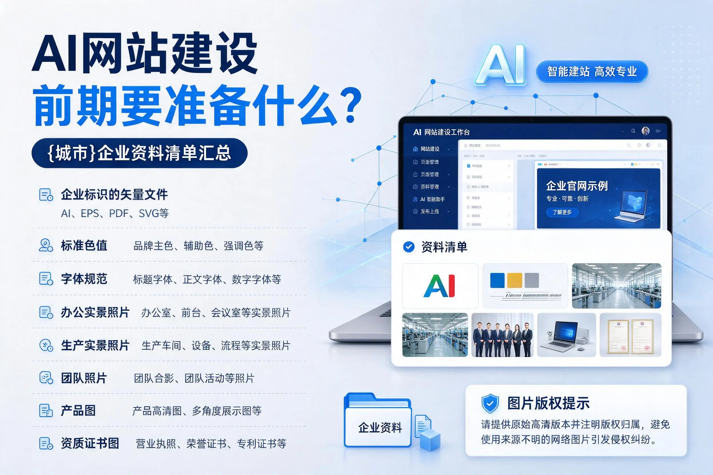 AI网站建设前期要准备什么？果洛企业资料清单汇总
